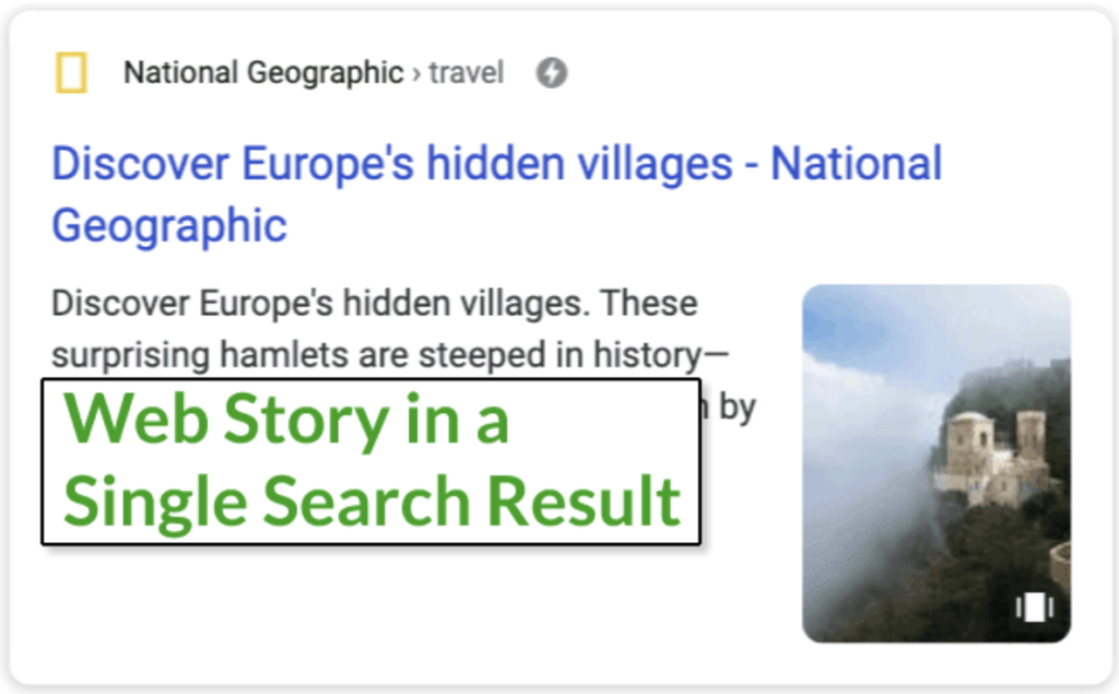 Google web stories resultaat